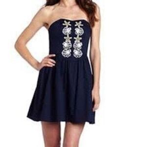 Lilly Pulitzer Strapless Navy Embellished Dress